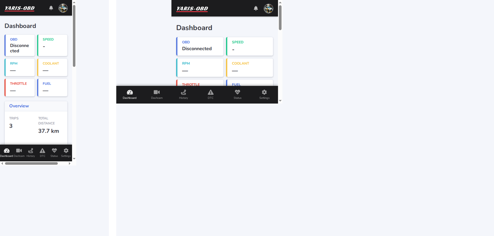 Mobile and desktop dashboard