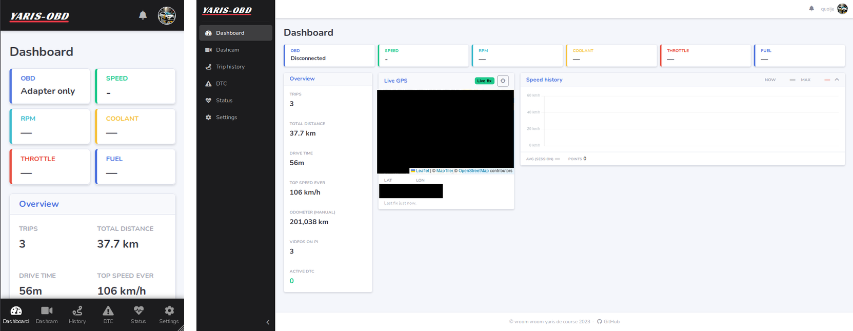 Mobile and desktop dashboard